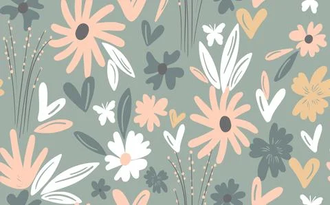 Seamless floral pattern based on traditional folk art ornaments. Colorful イラスト素材