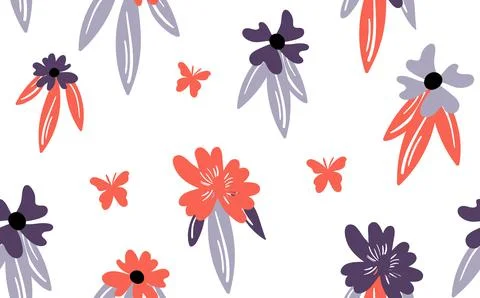 Seamless floral pattern based on traditional folk art ornaments. Colorful Stock Illustration