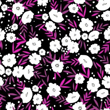 Seamless floral pattern based on traditional folk art ornaments. Colorful Stock Illustration