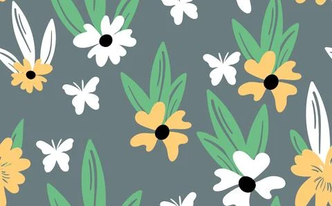 Seamless floral pattern based on traditional folk art ornaments. Colorful Stock Illustration