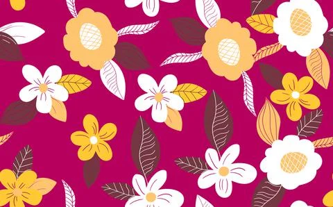 Seamless floral pattern based on traditional folk art ornaments. Colorful Stock Illustration