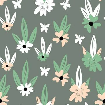 Seamless floral pattern based on traditional folk art ornaments. Colorful イラスト素材