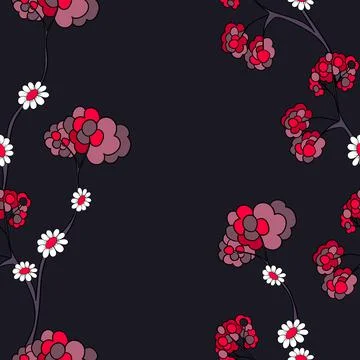 Seamless floral pattern based on traditional folk art ornaments. Colorful Stock Illustration