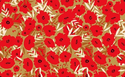 Seamless floral pattern based on traditional folk art ornaments. Colorful イラスト素材