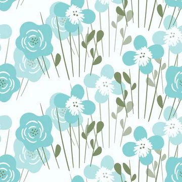 Seamless floral pattern based on traditional folk art ornaments. Art flowers on Stock Illustration