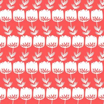 Seamless floral pattern based on traditional folk art ornaments. Modern flowers Stock Illustration