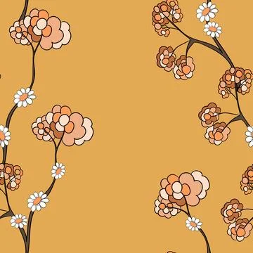 Seamless floral pattern based on traditional folk art ornaments. Colorful Stock Illustration