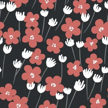 Seamless floral pattern based on traditional folk art ornaments. Colorful Stock Illustration