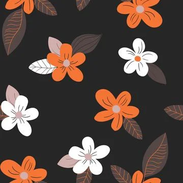 Seamless floral pattern based on traditional folk art ornaments. Art flowers on Stock Illustration