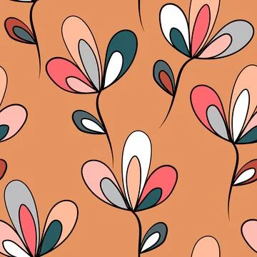 Seamless floral pattern based on traditional folk art ornaments. Colorful Stock Illustration