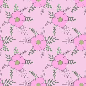 Seamless floral pattern based on traditional folk art ornaments. Colorful Illustrazione stock