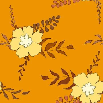 Seamless floral pattern based on traditional folk art ornaments. Colorful Stock Illustration