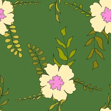 Seamless floral pattern based on traditional folk art ornaments. Colorful Illustrazione stock