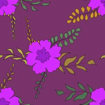 Seamless floral pattern based on traditional folk art ornaments. Colorful Illustrazione stock