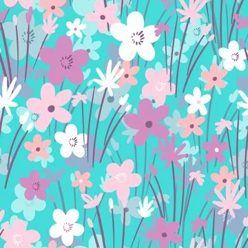 Seamless floral pattern based on traditional folk art ornaments. Colorful Stockillustratie
