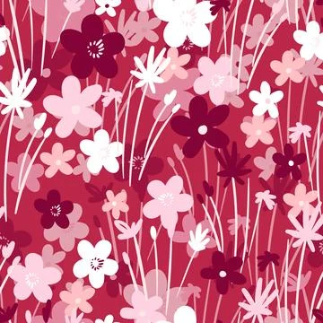 Seamless floral pattern based on traditional folk art ornaments. Colorful Illustrazione stock