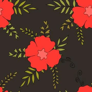 Seamless floral pattern based on traditional folk art ornaments. Colorful Illustrazione stock