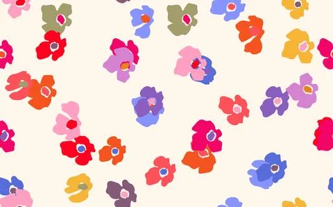 Seamless floral pattern based on traditional folk art ornaments. Colorful Illustrazione stock