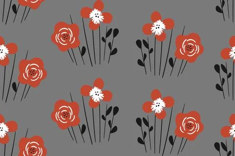 Seamless floral pattern based on traditional folk art ornaments. Art flowers on Illustrazione stock