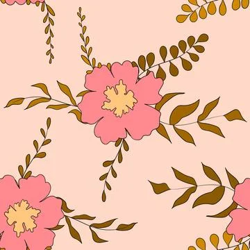 Seamless floral pattern based on traditional folk art ornaments. Colorful Stock Illustration