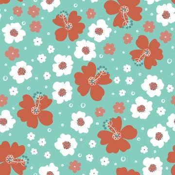 Seamless floral pattern. Beautiful background with bold flowers. Stock Illustration