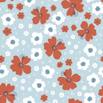 Seamless floral pattern. Beautiful background with bold flowers. Stock Illustration