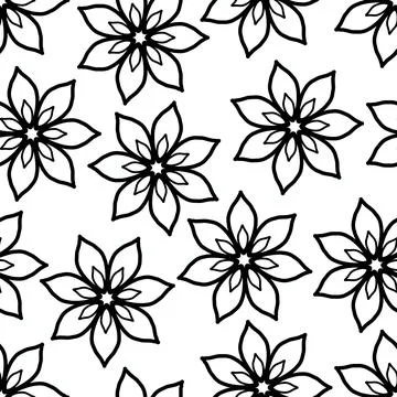 Seamless Floral Pattern Black and White Stock Illustration