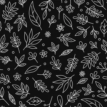Seamless Floral Pattern on Black Background. Vector 库存插图