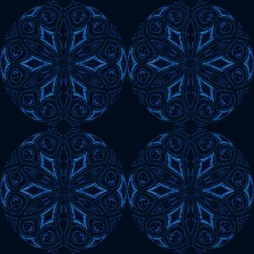 Seamless floral pattern blue black Stock Illustration