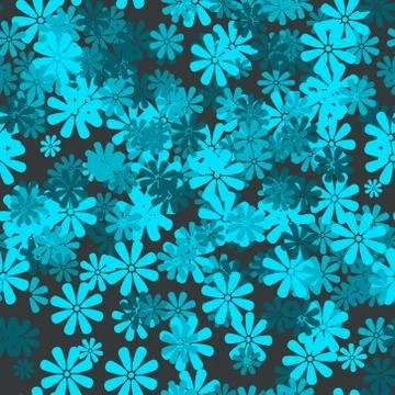 Seamless floral pattern in blue tones Stock Illustration