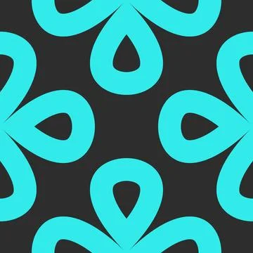 Seamless floral pattern with bold turquoise clover shapes and petals. High .. Stock Illustration