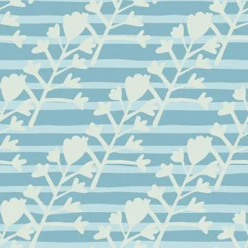 Seamless floral pattern with botanic elements in blue and light tones. Simple Illustrazione stock