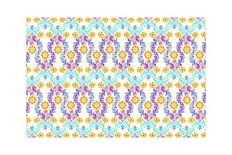 Seamless floral pattern with botanical and arabesque motifs Stock Illustration