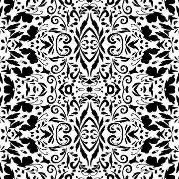 Seamless floral pattern with butterflies Stock Illustration