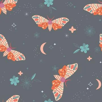 Seamless Floral Pattern with butterfly in vector Stock Illustration