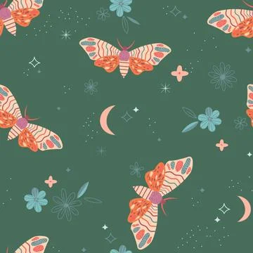 Seamless Floral Pattern with butterfly in vector Stock Illustration