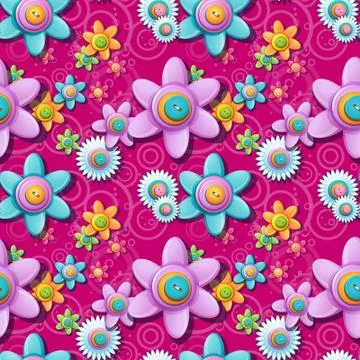 Seamless floral pattern of buttons Illustrazione stock