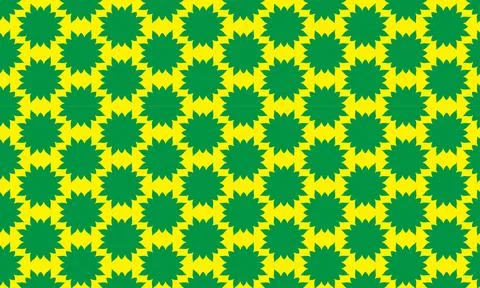 Seamless floral pattern of chamomile green flowers on a yellow background Illustrazione stock