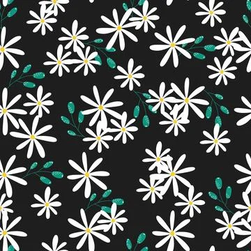 Seamless floral pattern with chamomile Stock Illustration