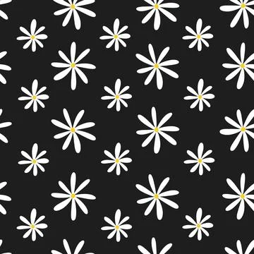 Seamless floral pattern with chamomile Stock Illustration