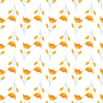 Seamless floral pattern. Colorful background in trendy minimalist style with  Illustrazione stock