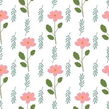 Seamless floral pattern. Colorful background in trendy minimalist style with  Illustrazione stock
