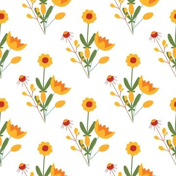 Seamless floral pattern. Colorful background in trendy minimalist style with  Illustrazione stock