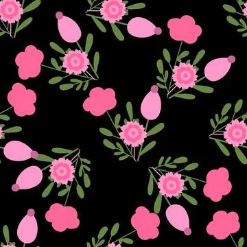 Seamless floral pattern. Colorful background in trendy minimalist style wit.. Stock Illustration