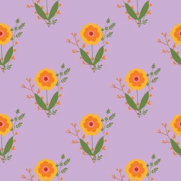 Seamless floral pattern. Colorful background in trendy minimalist style with  Stock Illustration
