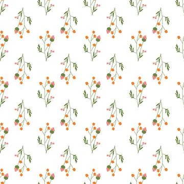 Seamless floral pattern. Colorful background in trendy minimalist style with  Illustrazione stock
