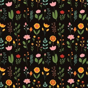 Seamless floral pattern. Colorful background in trendy minimalist style with  Stock Illustration