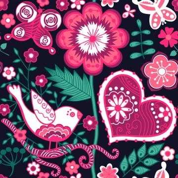 Seamless floral pattern. copy square to the side and you'll get seamlessly ti Illustrazione stock