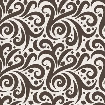 Seamless floral pattern with curls and dots Stockillustratie