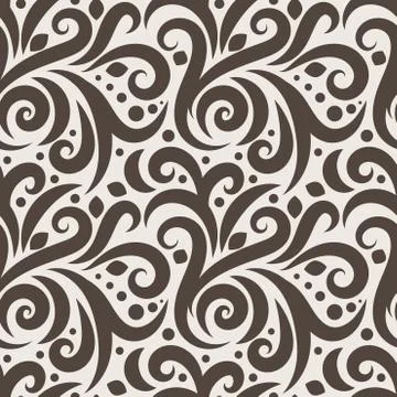 Seamless floral pattern with curls and dots Stockillustratie